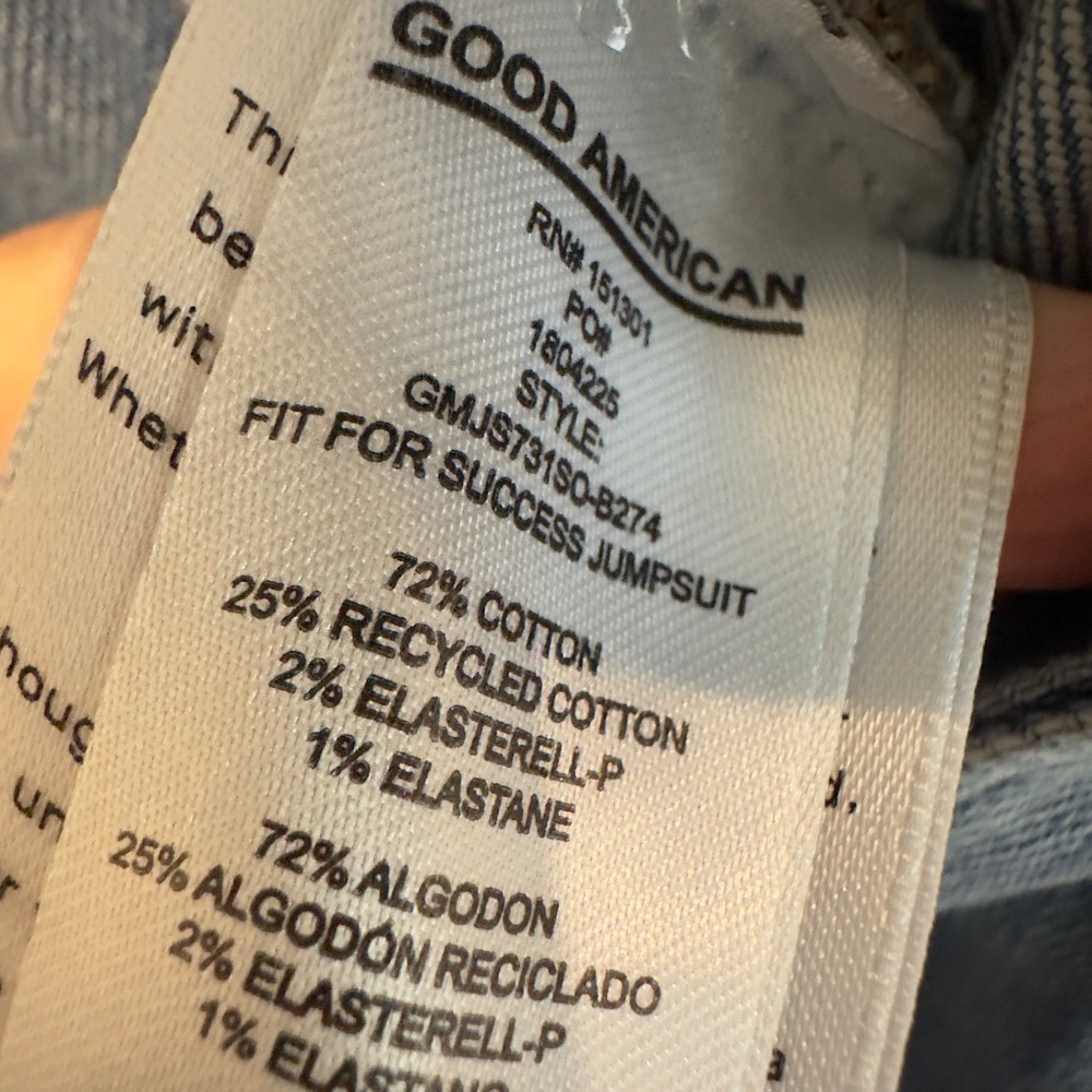 Good American Fit For Success Denim Jumpsuit Blue Short Sleeve GMJS731SO Size L - Picture 6 of 11